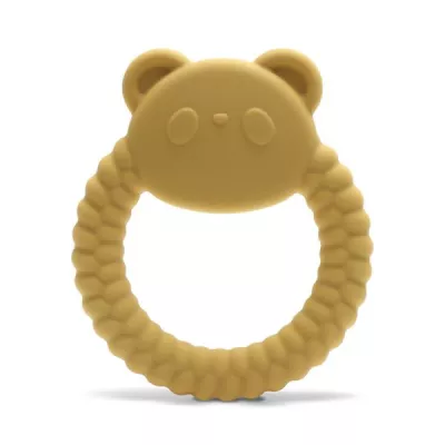 Jucarii de dentitie bebe - Jucarie de dentitie din silicon, 0 luni+, Panda, Yellow, bebelorelli.ro