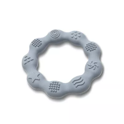 Jucarii de dentitie bebe - Jucarie de dentitie din silicon, 0 luni+, Ring, Grey, bebelorelli.ro