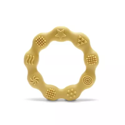 Jucarie de dentitie din silicon, 0 luni+, Ring, Yellow
