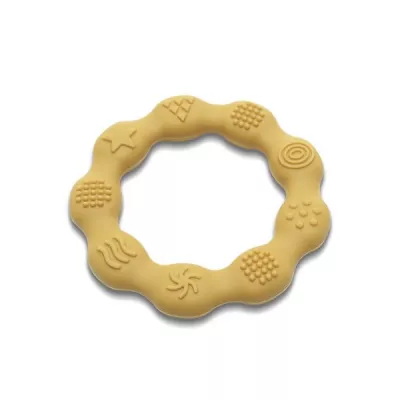 Jucarii de dentitie bebe - Jucarie de dentitie din silicon, 0 luni+, Ring, Yellow, bebelorelli.ro