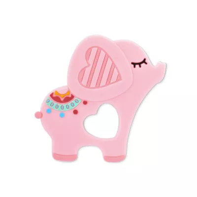 Jucarie de dentitie din silicon, Elephant Lucky, peste 3 luni, Pink