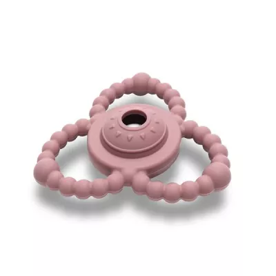 Jucarii de dentitie bebe - Jucarie de dentitie si zornaitoare din silicon, 0 luni+, Pink, bebelorelli.ro