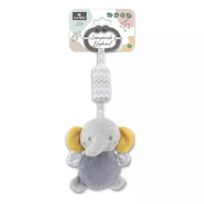 Jucarie de plus, clopotel cu oglinda, Elefant gri, 13 cm, zornaitoare, 0 luni+