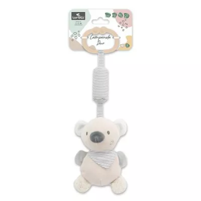 Jucarie de plus, clopotel cu oglinda, Ursulet beige, 13 cm, zornaitoare, 0 luni+