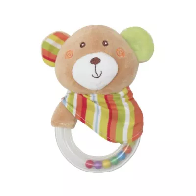 Lichidare de Stoc - Jucarie de plus, cu inel, 11 cm, zornaitoare, 0 luni+, ursulet, bebelorelli.ro