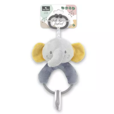Jucarii din plus - Jucarie de plus, Elefant gri, 20 cm, cu forme geometrice zornaitoare, 0 luni+, bebelorelli.ro