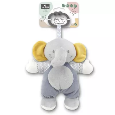 Jucarie de plus, Elefant gri, 22 cm, zornaitoare, 0 luni+
