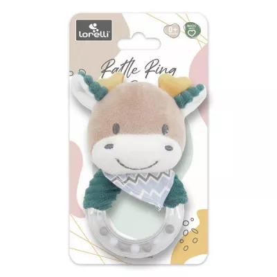 Jucarii din plus - Jucarie de plus, inel, Cerb albastru, 11 cm, zornaitoare, 0 luni+, bebelorelli.ro