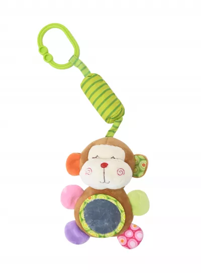 Jucarie de plus, Maimutica, 13 cm, clopotel, cu oglinda, 0 luni+
