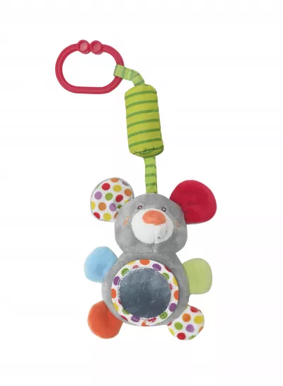 Jucarie de plus, Soricel, 13 cm, clopotel, cu oglinda, 0 luni+