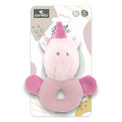 Jucarii din plus - Jucarie de plus, Unicorn roz, 11 cm, zornaitoare, 0 luni+, bebelorelli.ro