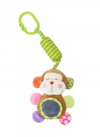 Lichidare de Stoc - Jucarie de plus, Maimutica, 13 cm, clopotel, cu oglinda, 0 luni+, bebelorelli.ro