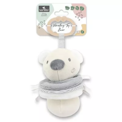 Jucarii din plus - Jucarie de plus, Ursulet beige, 16 cm, cu vibratie, zornaitoare, 0 luni+, bebelorelli.ro