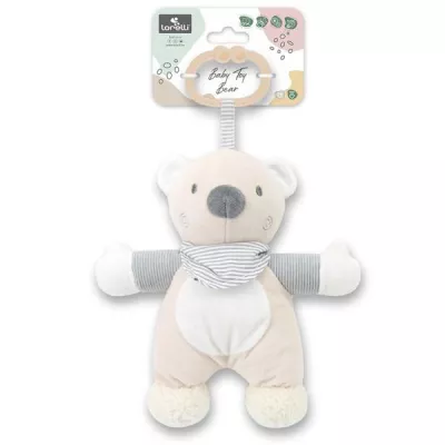 Jucarii din plus - Jucarie de plus, Ursulet beige, 22 cm, zornaitoare, 0 luni+, bebelorelli.ro