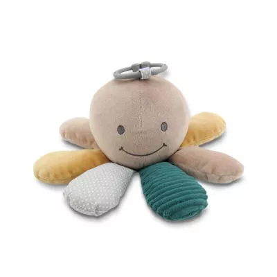 Jucarie din plus, de activitate, Octopus, Natural Blue & Beige, 0 luni+
