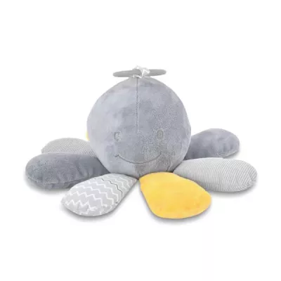 Jucarii din plus - Jucarie din plus, de activitate, Octopus, Natural Grey, 0 luni+, bebelorelli.ro