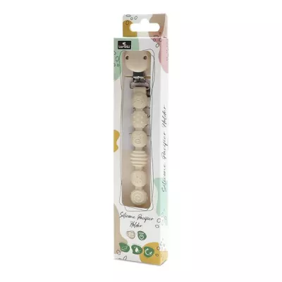 Lant din silicon pentru suzeta, 0 luni+, Beige