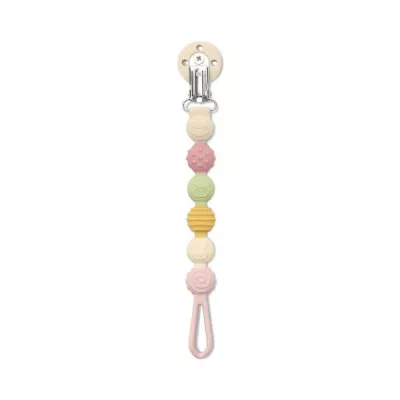 Lant pentru suzeta din silicon, clips de prindere, BPA Free, Pink Mix