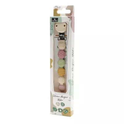 Lant pentru suzeta din silicon, clips de prindere, BPA Free, Pink Mix
