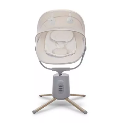 Leagan electric pentru bebelusi, Storky, Bluetooth, telecomanda, 5 viteze de leganare, potrivit 0-6 luni, Beige