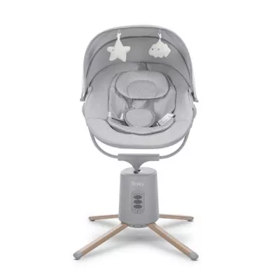 Leagan electric pentru bebelusi, Storky, Bluetooth, telecomanda, 5 viteze de leganare, potrivit 0-6 luni, Grey
