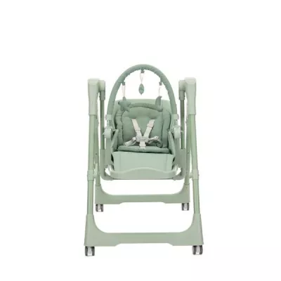 Leagan electric si scaun de masa 2 in 1, Nomino, Bluetooth, telecomanda, 3 viteze de leganare, panou muzical, Green