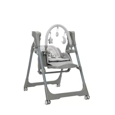 Leagan electric si scaun de masa 2 in 1, Nomino, Bluetooth, telecomanda, 3 viteze de leganare, panou muzical, Grey