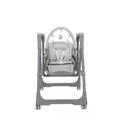 Leagan electric si scaun de masa 2 in 1, Nomino, Bluetooth, telecomanda, 3 viteze de leganare, panou muzical, Grey