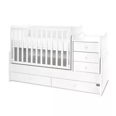 Patuturi si mobiliere din lemn - Mobilier Maxi Plus, 70x160 cm, transformabil, Trio White, bebelorelli.ro