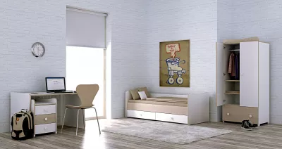 Patuturi si mobiliere din lemn - Mobilier Maxi Plus New, White & Light Oak, bebelorelli.ro