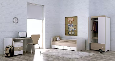 Patuturi si mobiliere din lemn - Mobilier Maxi Plus New, White & Pink Crossline, bebelorelli.ro