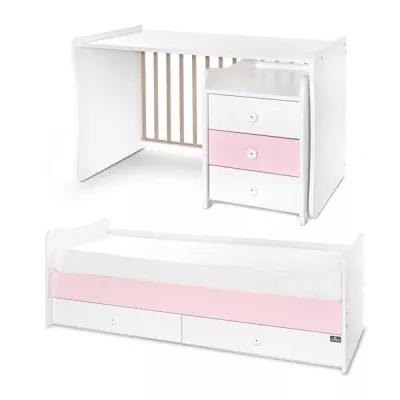 Mobilier multifunctional, Maxi Plus, 70 x 160 cm, transformabil, Trio White Orchid Pink