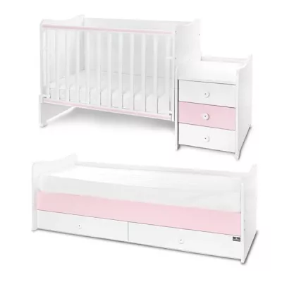 Mobilier multifunctional, Maxi Plus, 70 x 160 cm, transformabil, Trio White Orchid Pink
