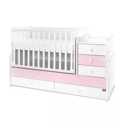 Patuturi si mobiliere din lemn - Mobilier multifunctional, Maxi Plus, 70 x 160 cm, transformabil, Trio White Orchid Pink, bebelorelli.ro