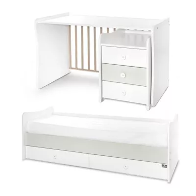 Mobilier multifunctional, Maxi Plus, 70 x 160 cm, transformabil, Trio White Milky Green