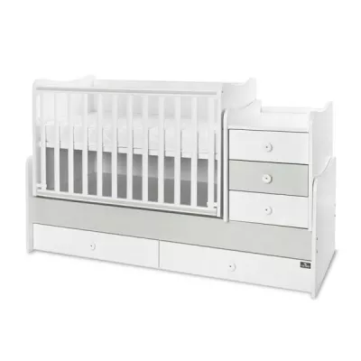 Patuturi si mobiliere din lemn - Mobilier multifunctional, Maxi Plus, 70 x 160 cm, transformabil, Trio White Milky Green, bebelorelli.ro