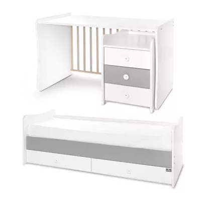 Mobilier multifunctional, Maxi Plus, 70 x 160 cm, transformabil, Trio White Stone Grey