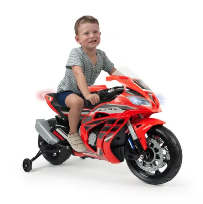 Motocicleta electrica pentru copii, Injusa, licenta Honda CBR , 12V, include roti ajutatoare, 3-6 Ani