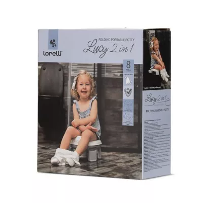 Olita pliabila de voiaj 2in1, Lucy, cu functie reductor WC, include geanta de transport si 20 saci de unica folosinta, Grey
