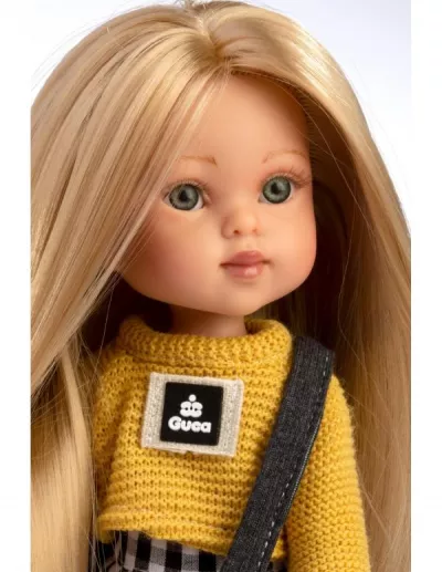 Papusa fashion, Penelope Athens, 33 cm, par blond drept, corp din vinil, cu outfit complet