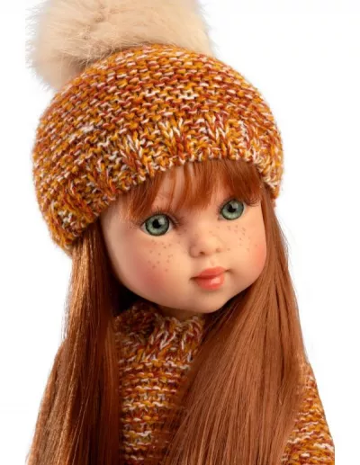 Papusa fashion, Penelope Copenhagen, 33 cm, par lung roscat, corp din vinil, cu outfit complet