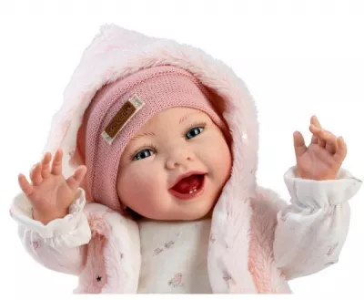 Papusa reborn Elsa, 42 cm, pictata manual, corp textil si membre din vinil, cu accesorii incluse