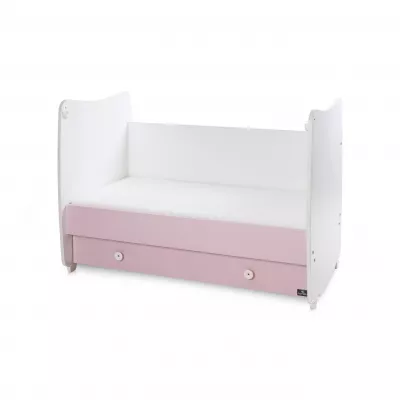Patuturi si mobiliere din lemn - Pat balansoar, Dream, 60x120 cm, transformabil, White Orchid Pink, bebelorelli.ro