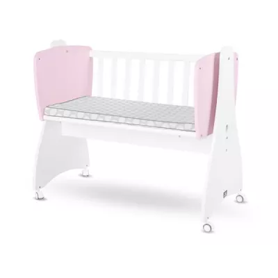 Patuturi si mobiliere din lemn - Pat balansoar, First Dreams, 105x55x83 cm, transformabil, White Orchid Pink, bebelorelli.ro