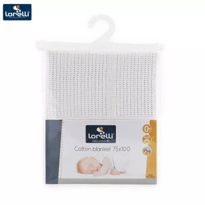 Perne si paturici - Paturica crosetata din bumbac, 75x100 cm, White, bebelorelli.ro