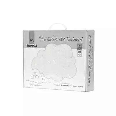 Paturica pentru bebelusi, Twinkle, material moale, model decorativ in relief, 80 x 110 cm, 0 luni+, White
