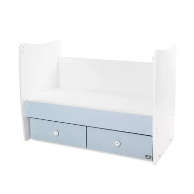 Patut balansoar, Matrix, 60 x 120 cm, transformabil, White Baby Blue