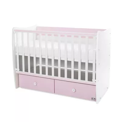 Patuturi si mobiliere din lemn - Patut balansoar Matrix, 60 x 120 cm, transformabil, White Orchid Pink, bebelorelli.ro