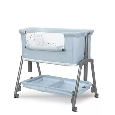 Patuturi pliabile - Patut Co Sleeper copii, Layla 2 in 1, cu latura pliabila, reglabil pe inaltime, sistem anti-reflux, Blue, bebelorelli.ro