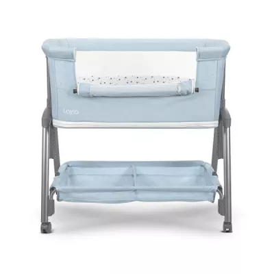 Patut Co Sleeper copii, Layla 2 in 1, cu latura pliabila, reglabil pe inaltime, sistem anti-reflux, Blue